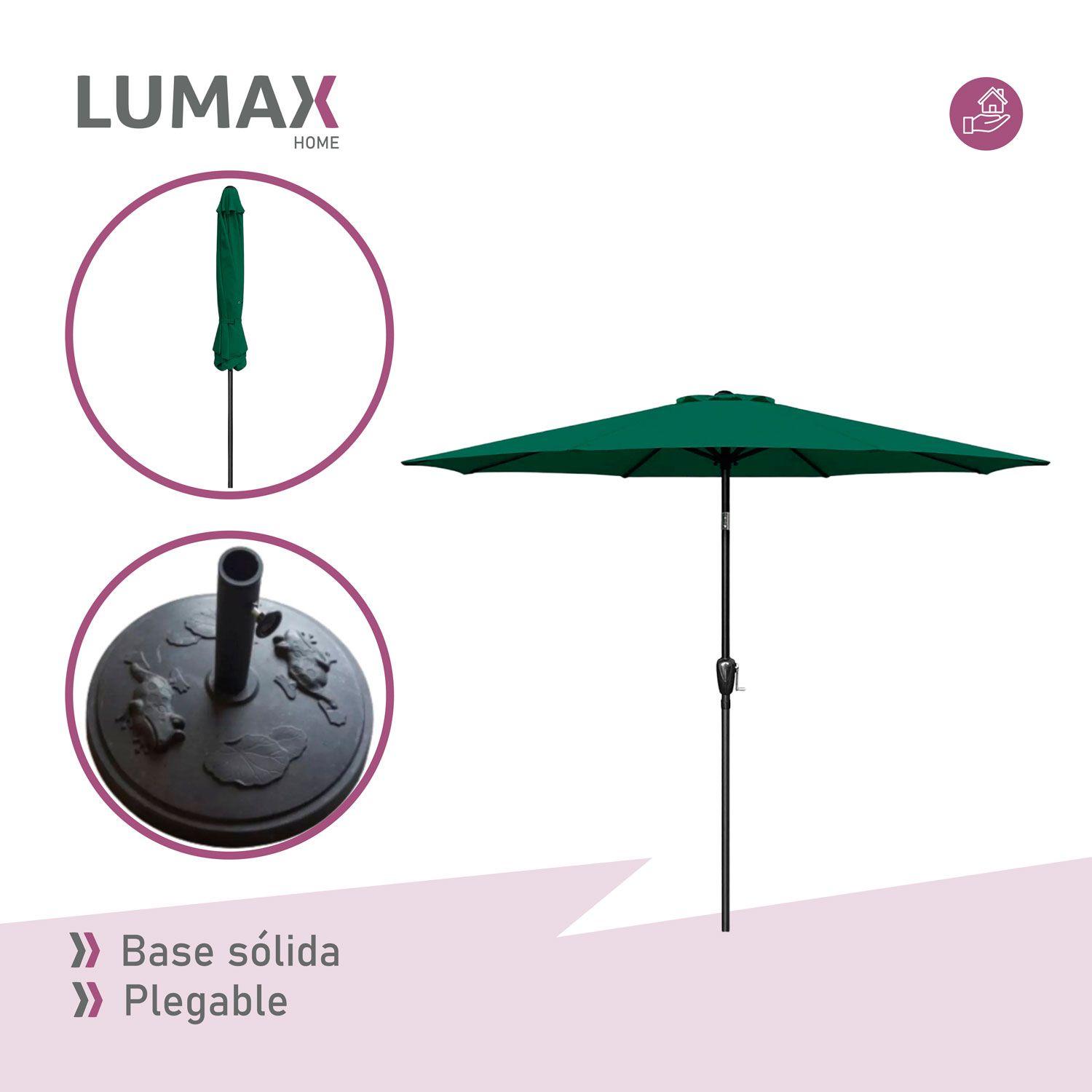 Quitasol Plegable Altura Ajustable Playa Uv Verde + Base-5