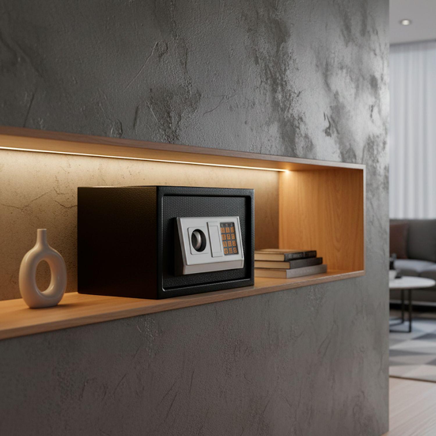 Caja Fuerte de Seguridad Con Clave y Llave Color Negra-3