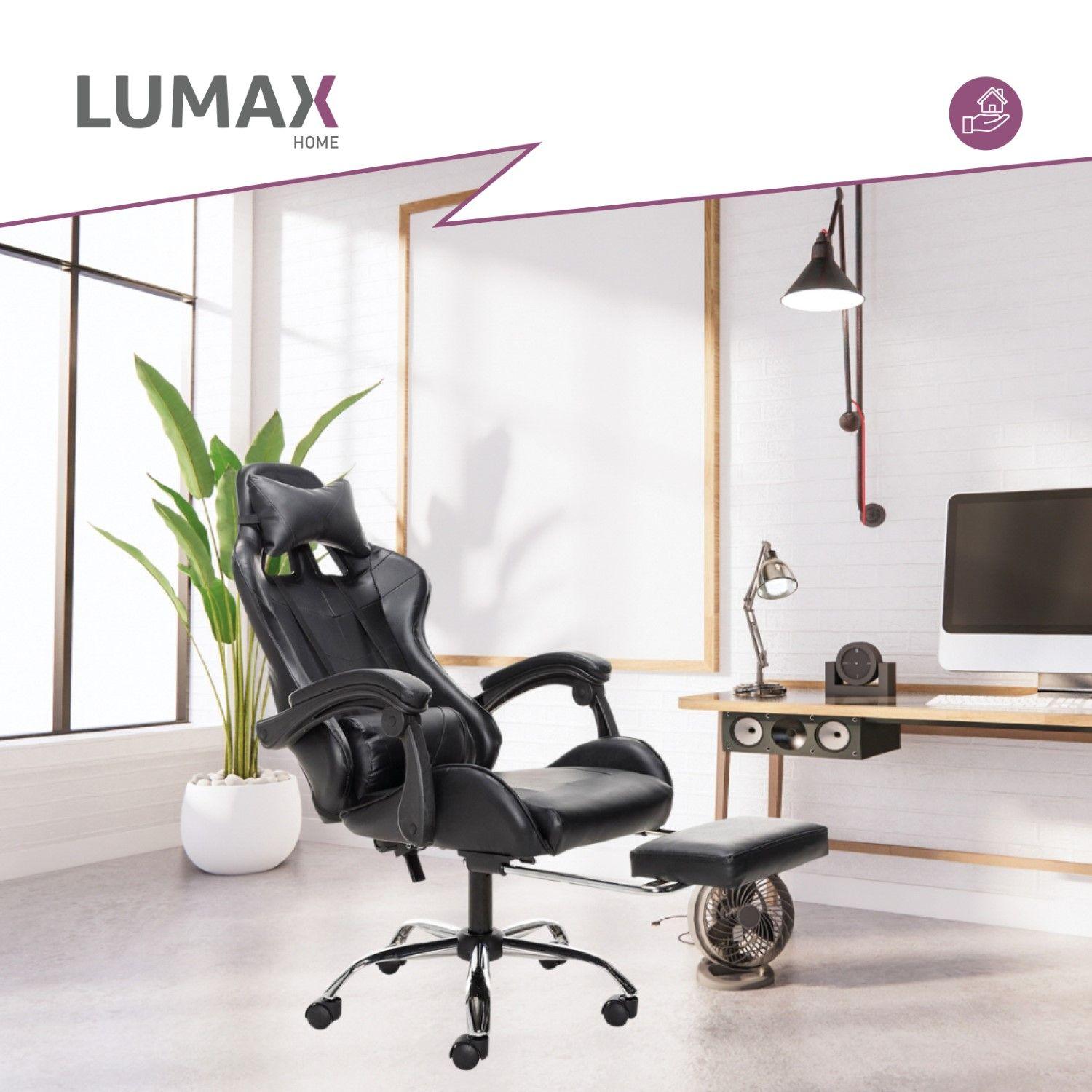 Silla Gamer Lumax Rom Con Apoyapies Negra-3