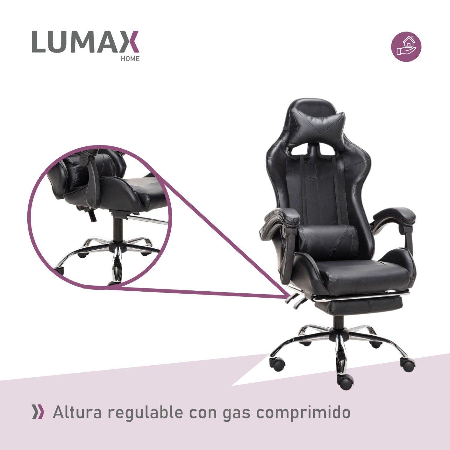 Silla Gamer Lumax Rom Con Apoyapies Negra-4