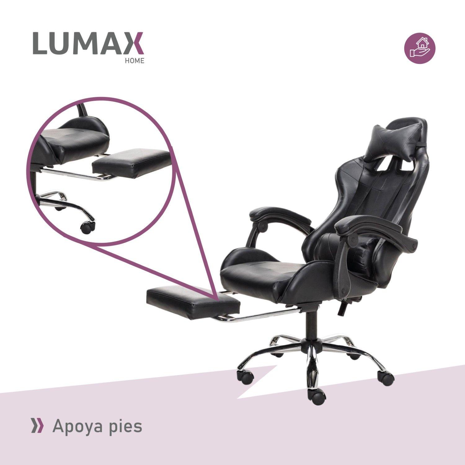 Silla Gamer Lumax Rom Con Apoyapies Negra-5