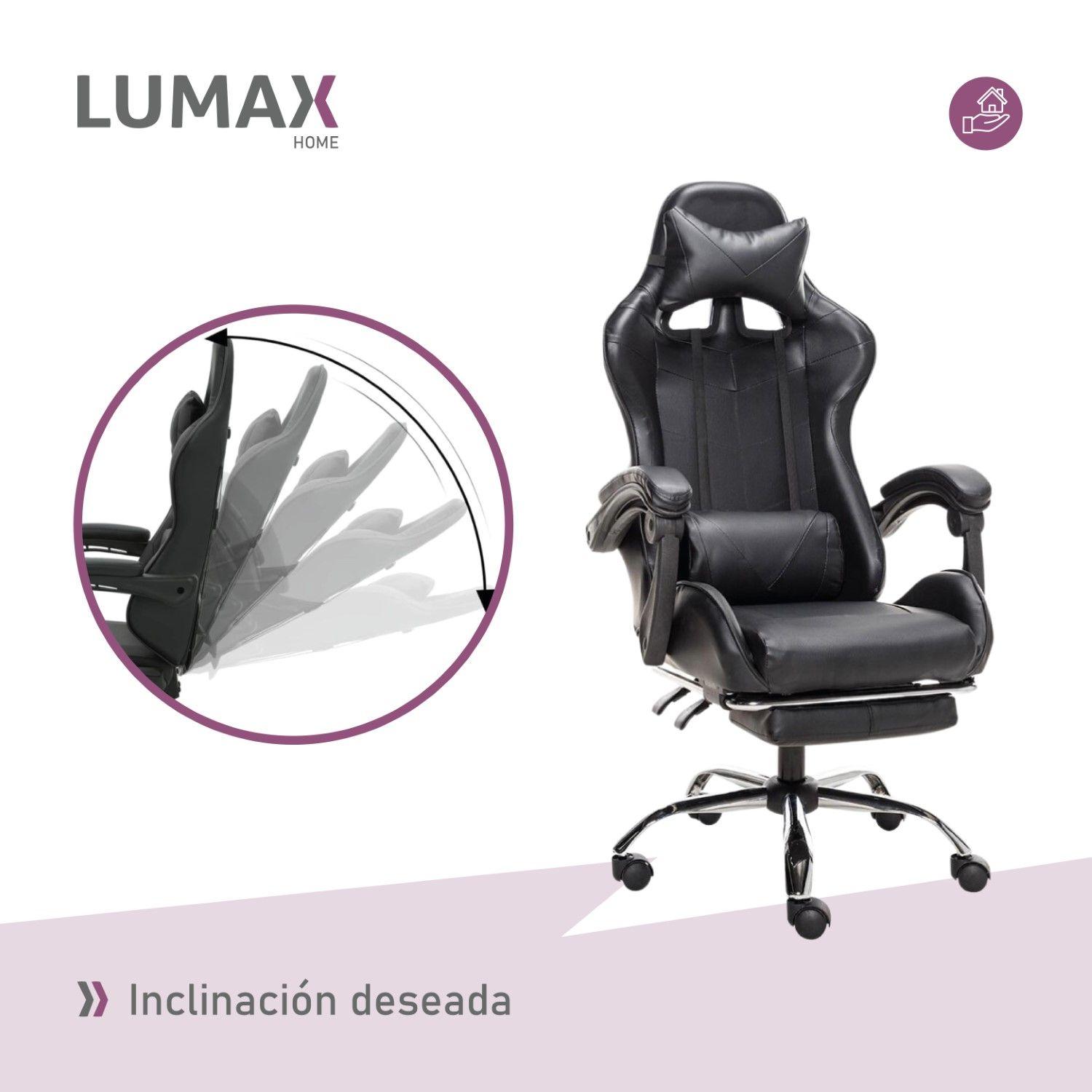Silla Gamer Lumax Rom Con Apoyapies Negra-6