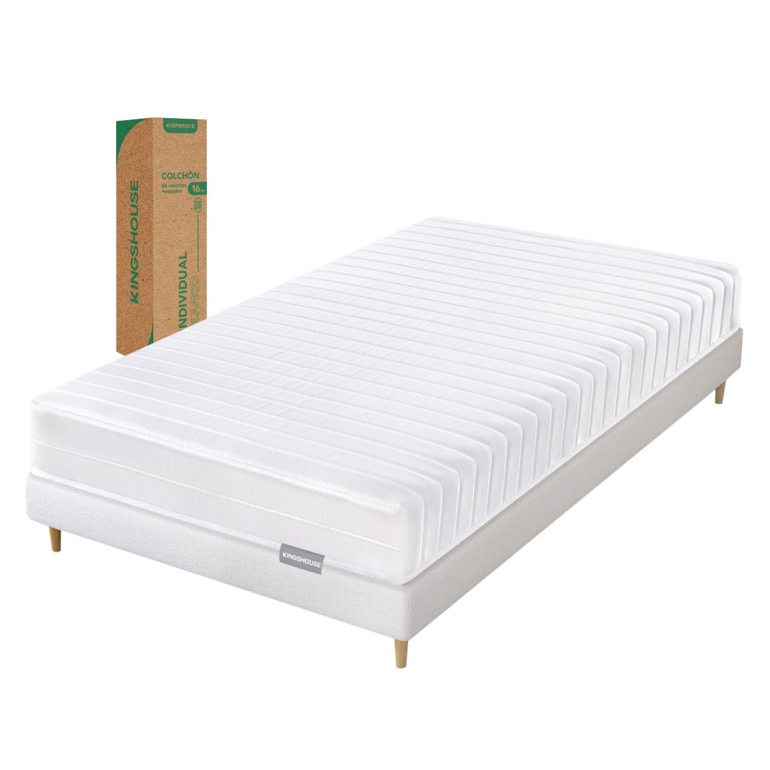 Colchon 1 Plaza Resortes Kingshouse 90X190X16cm-0