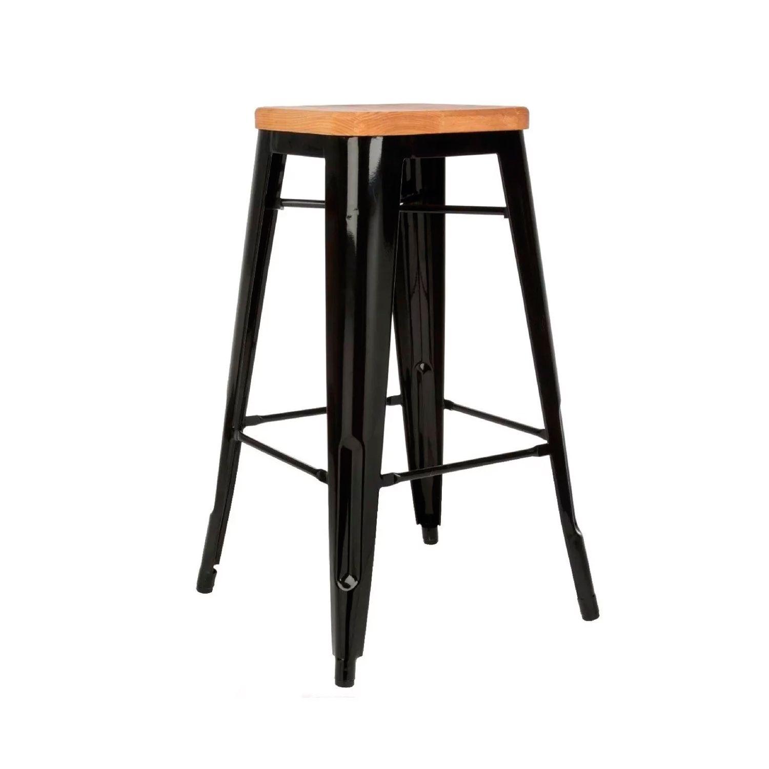 Piso Bar Piso de Bar Tolix Negro con Madera-0