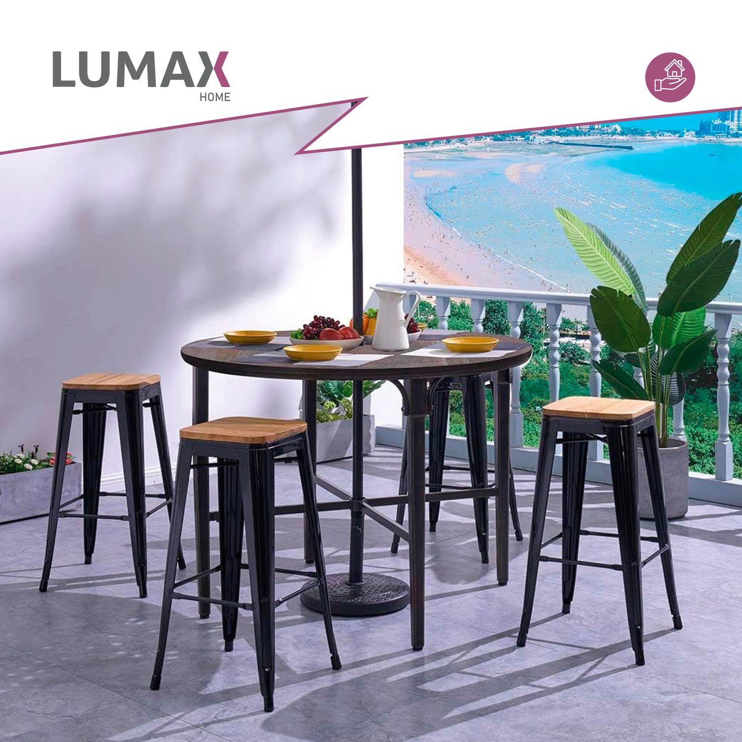 Piso Bar Piso de Bar Tolix Negro con Madera-3