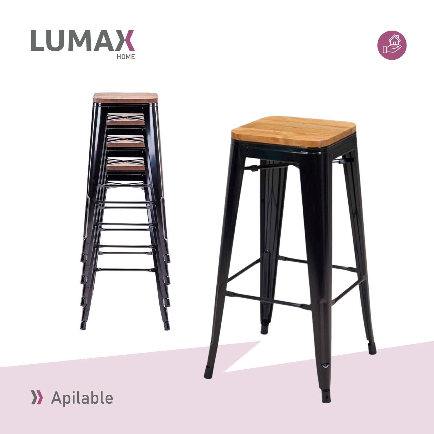 Piso Bar Piso de Bar Tolix Negro con Madera-4