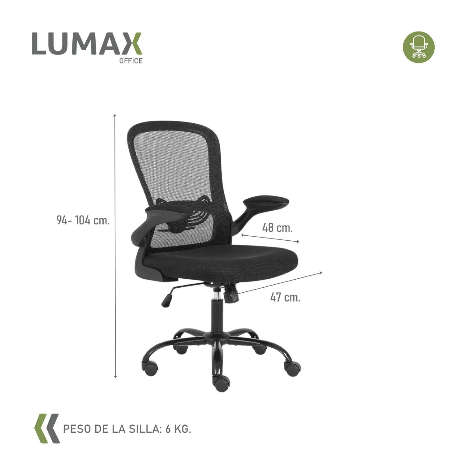 Silla De Oficina Con Reposabrazos Abatibles Weir Negra-2
