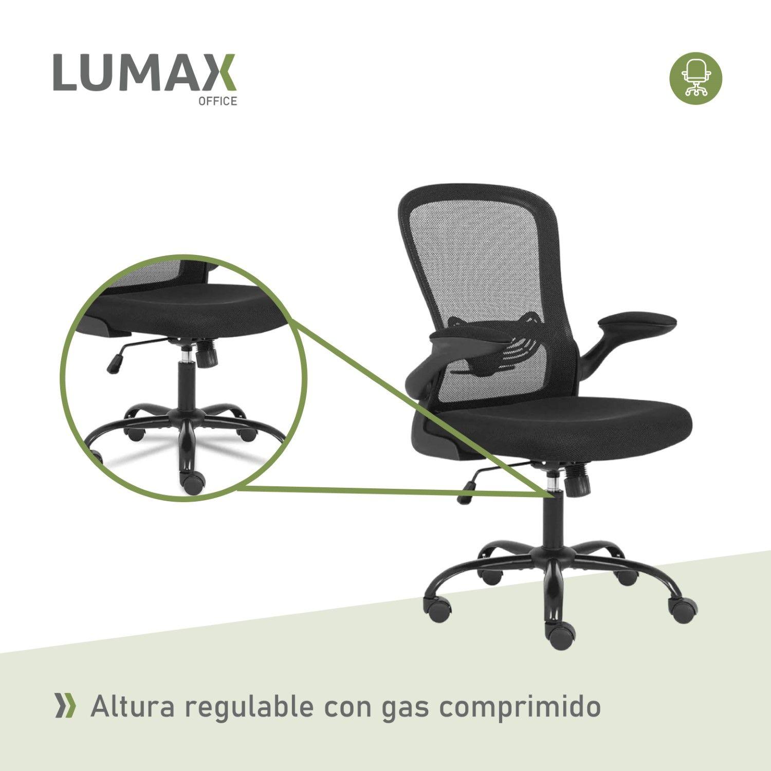 Silla De Oficina Con Reposabrazos Abatibles Weir Negra-4