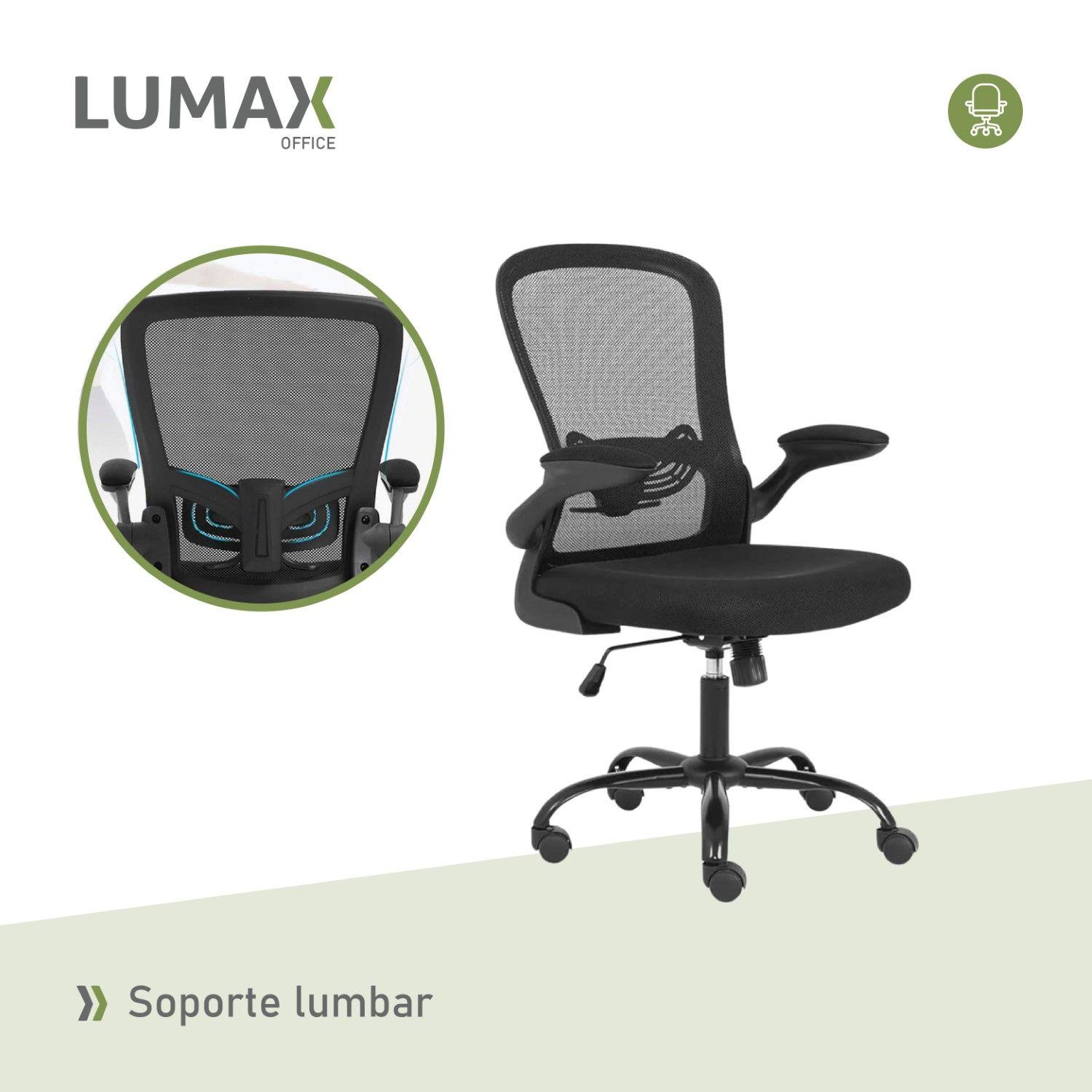 Silla De Oficina Con Reposabrazos Abatibles Weir Negra-6