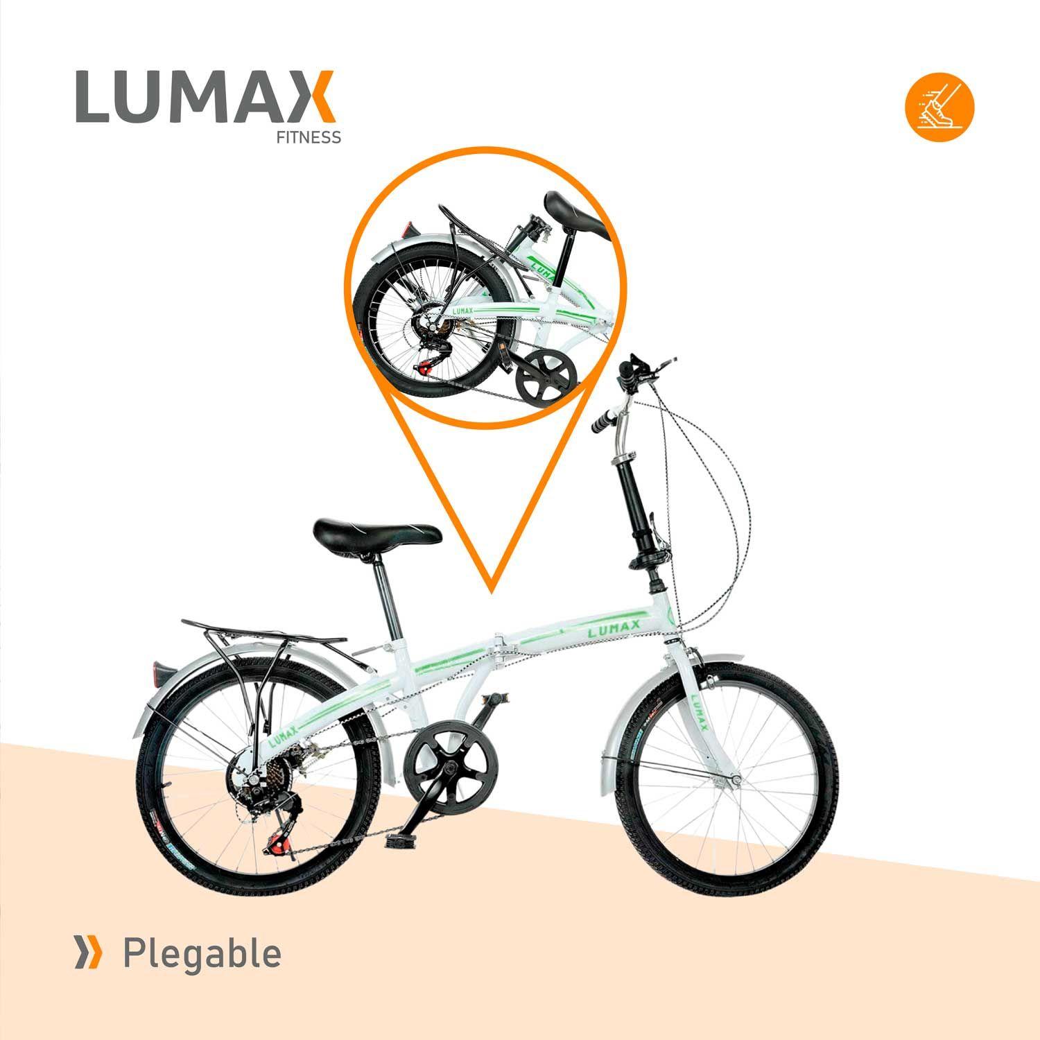 Bicicleta Plegable Lumax 7 Cambios Parrilla Trasera Blanca-4