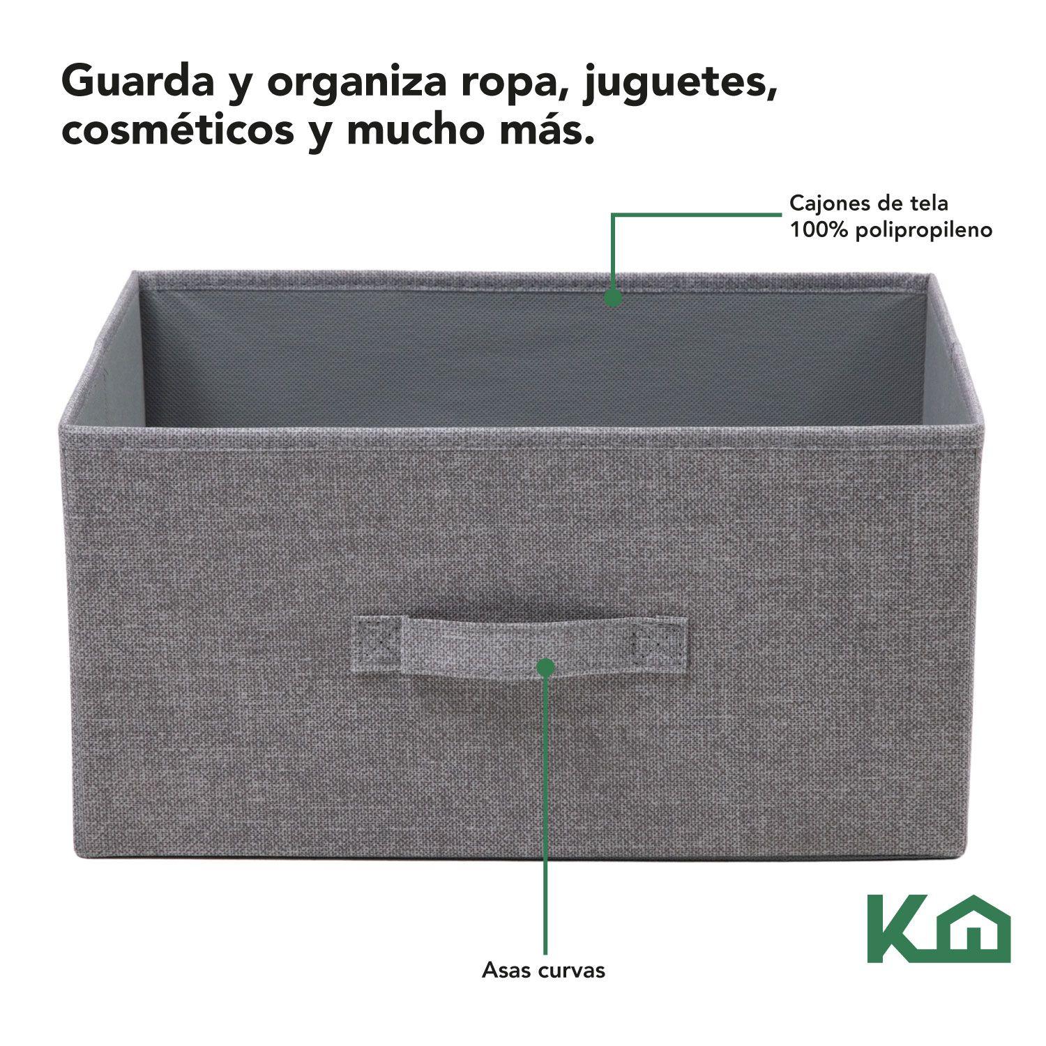 Cajonera Comoda 3 Cajones Organizador Tela Gris con Blanco-2
