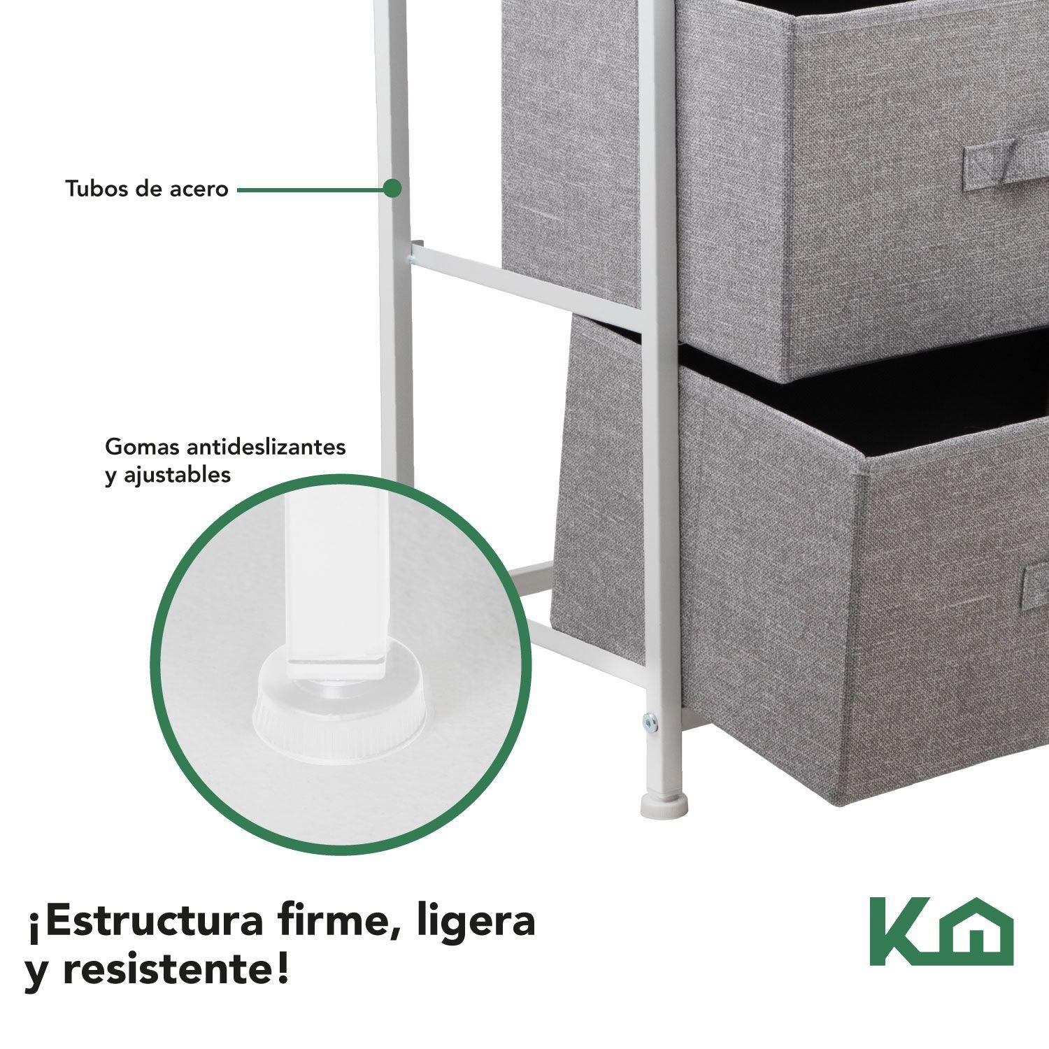 Cajonera Comoda 3 Cajones Organizador Tela Gris con Blanco-3
