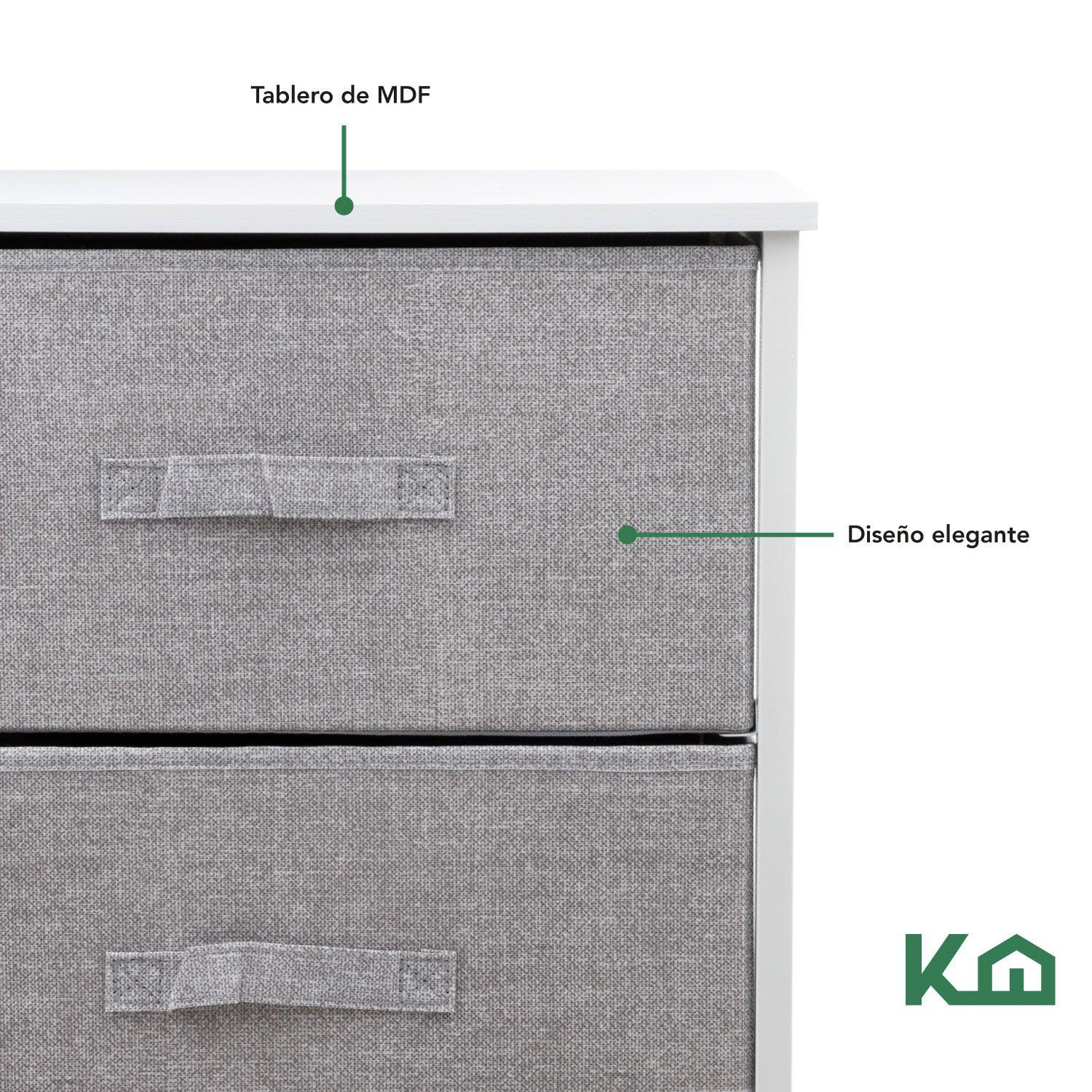 Cajonera Comoda 3 Cajones Organizador Tela Gris con Blanco-6