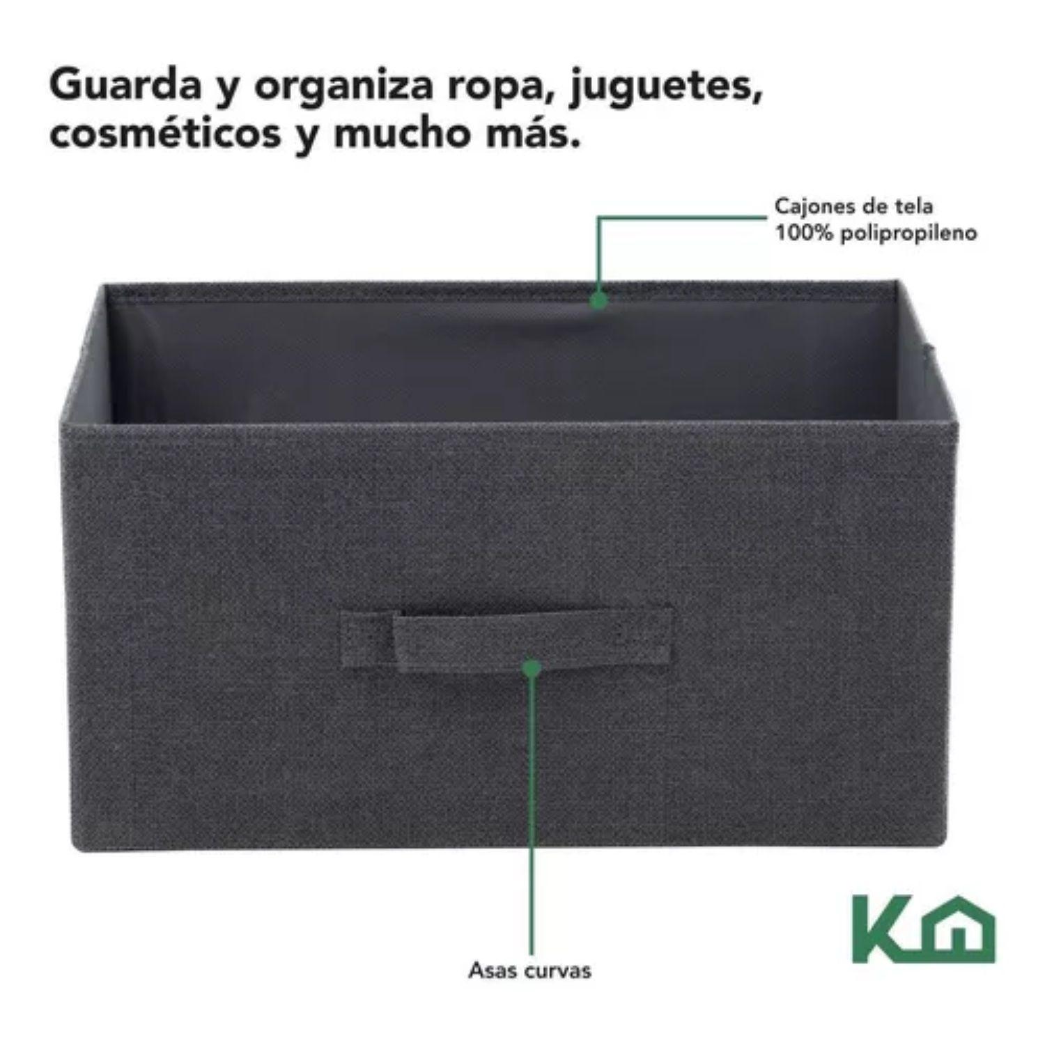 Cajonera Comoda 2 Cajones Organizador Tela Gris con Negro-2