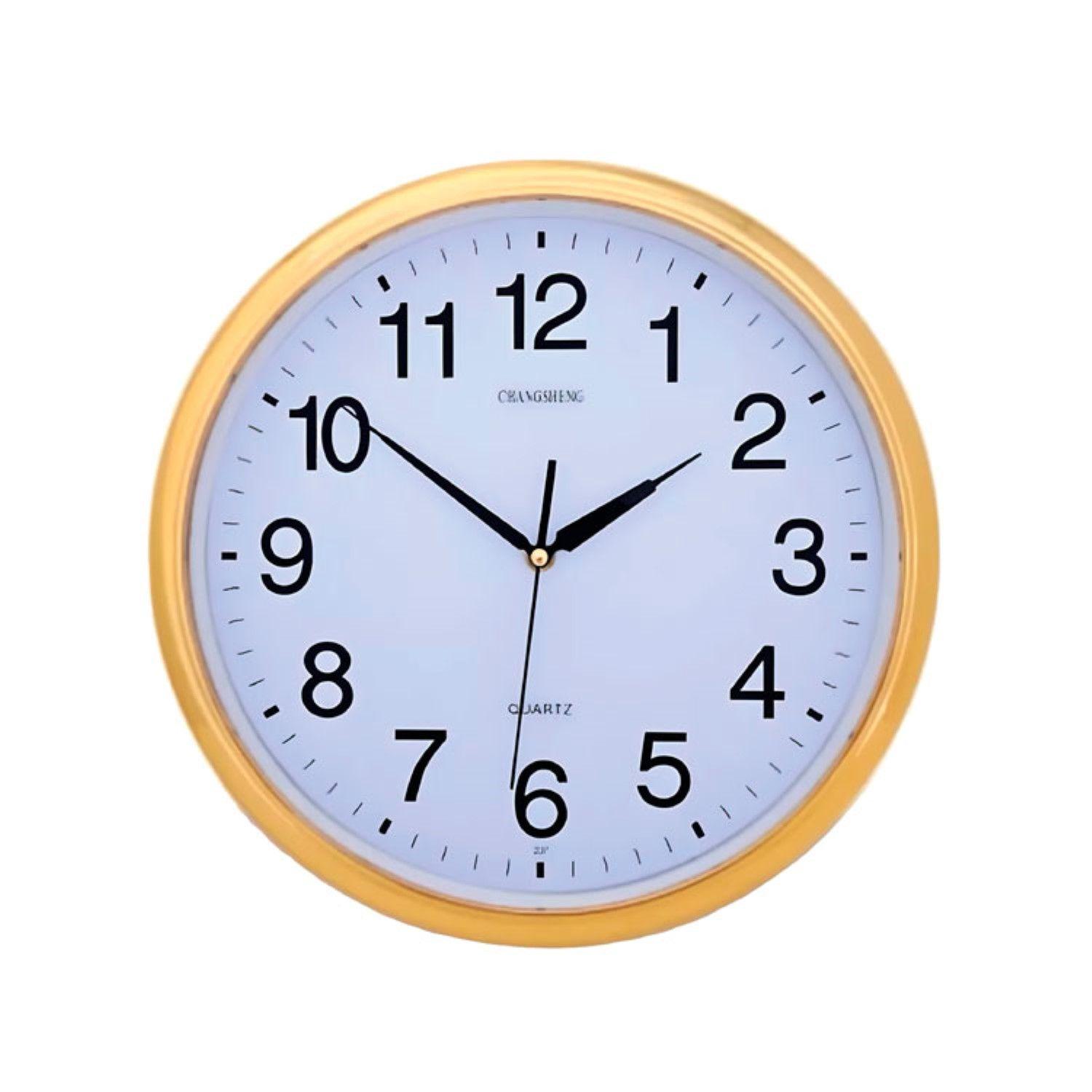 Reloj Analogico de Pared con Borde Cromado Dorado 30 cm-0