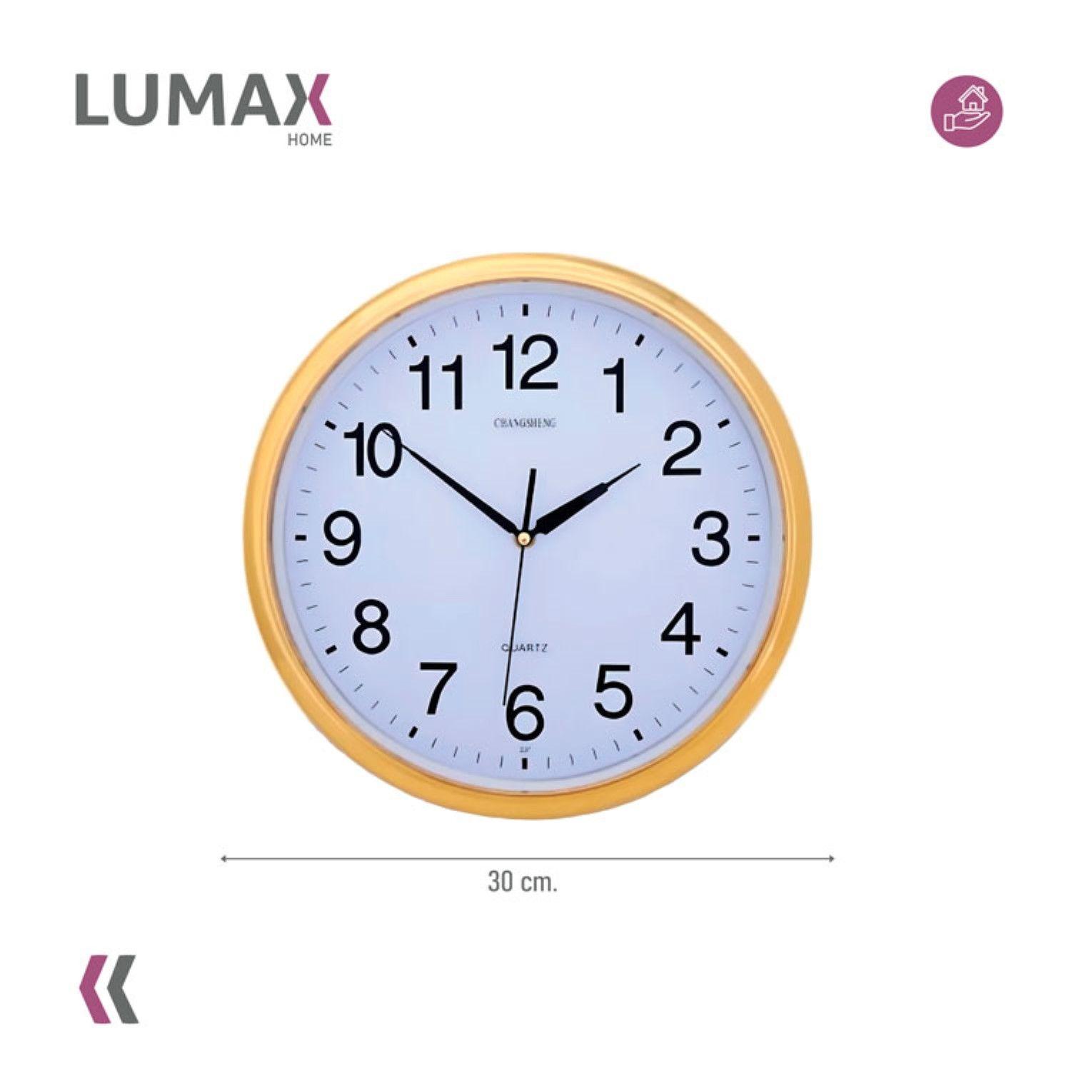 Reloj Analogico de Pared con Borde Cromado Dorado 30 cm-2