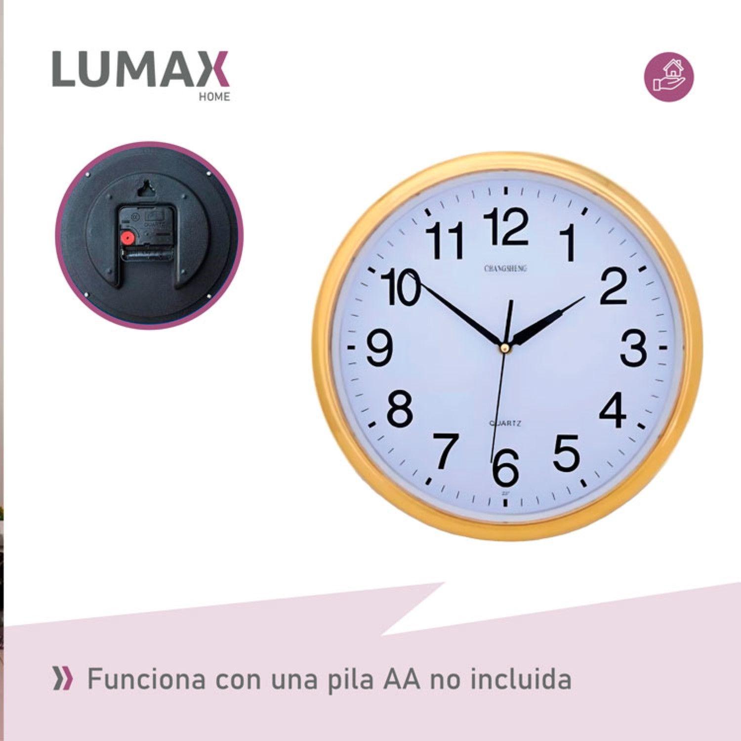 Reloj Analogico de Pared con Borde Cromado Dorado 30 cm-4