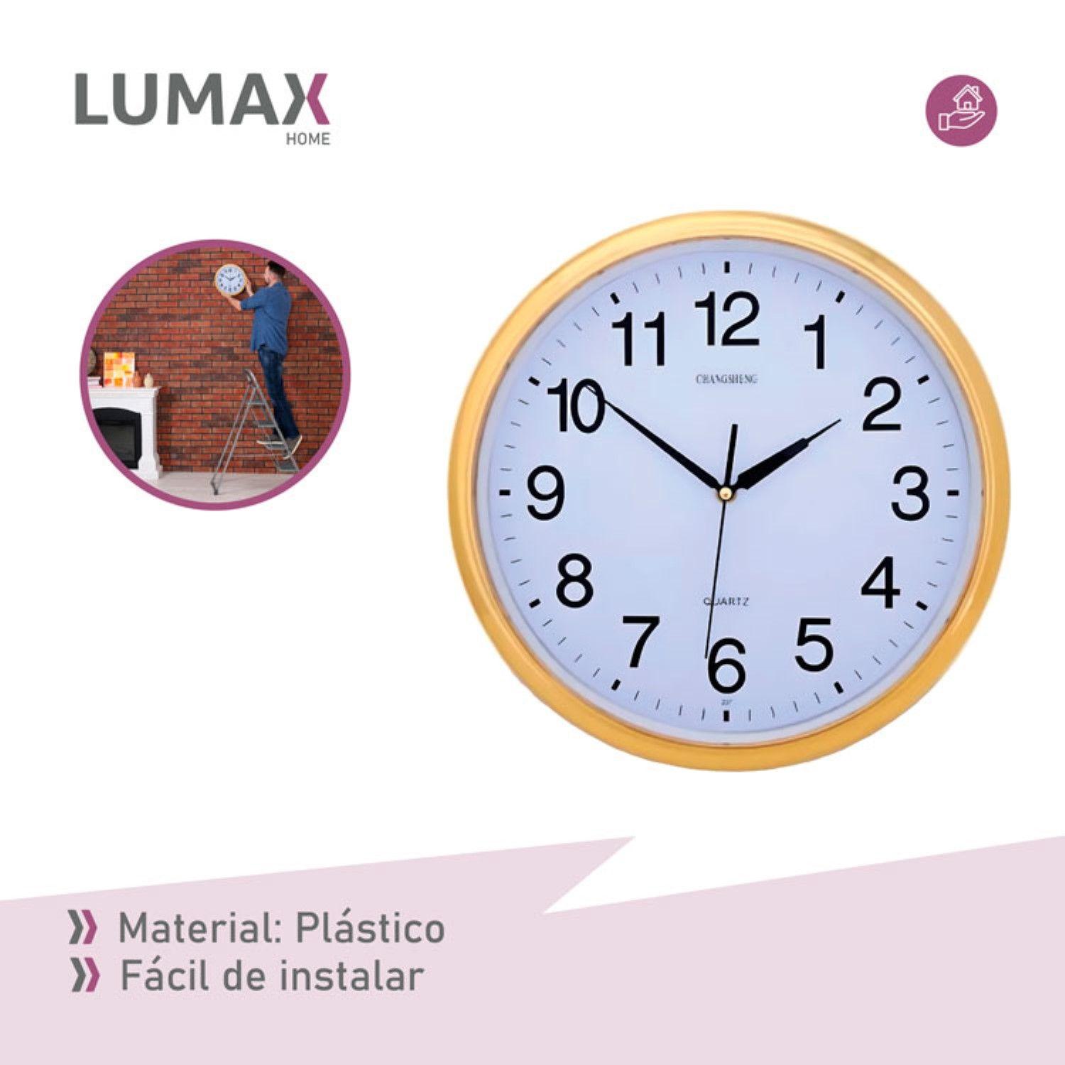 Reloj Analogico de Pared con Borde Cromado Dorado 30 cm-5