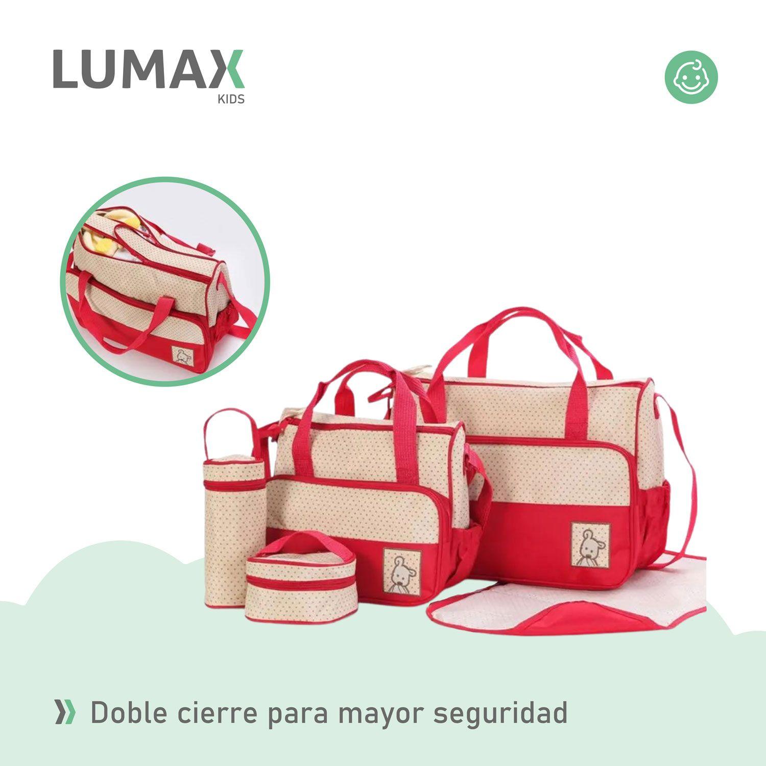 Bolso Maternal 5 Piezas Mudador Bebes Rojo-4
