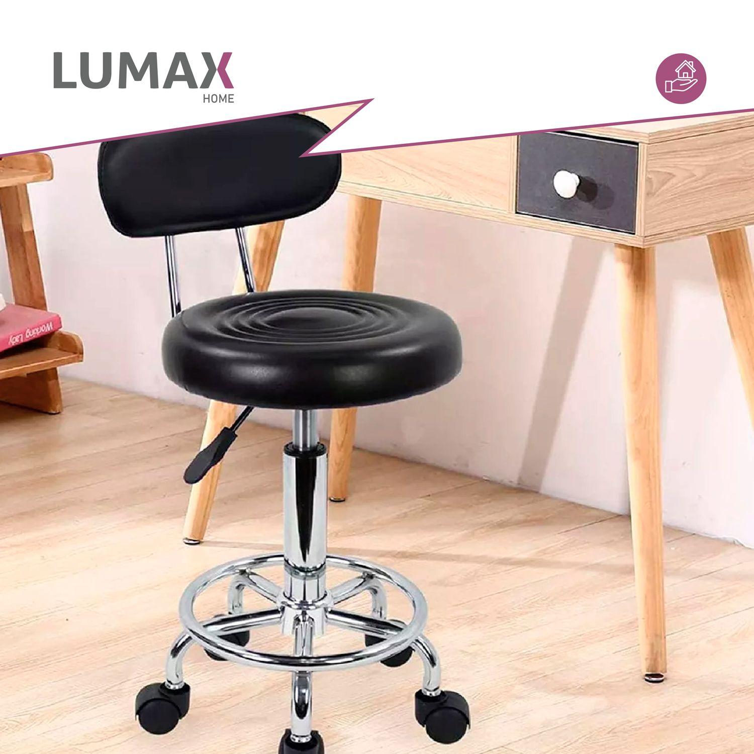 Silla Piso Bar Altura Regulable Respaldo y Ruedas-3