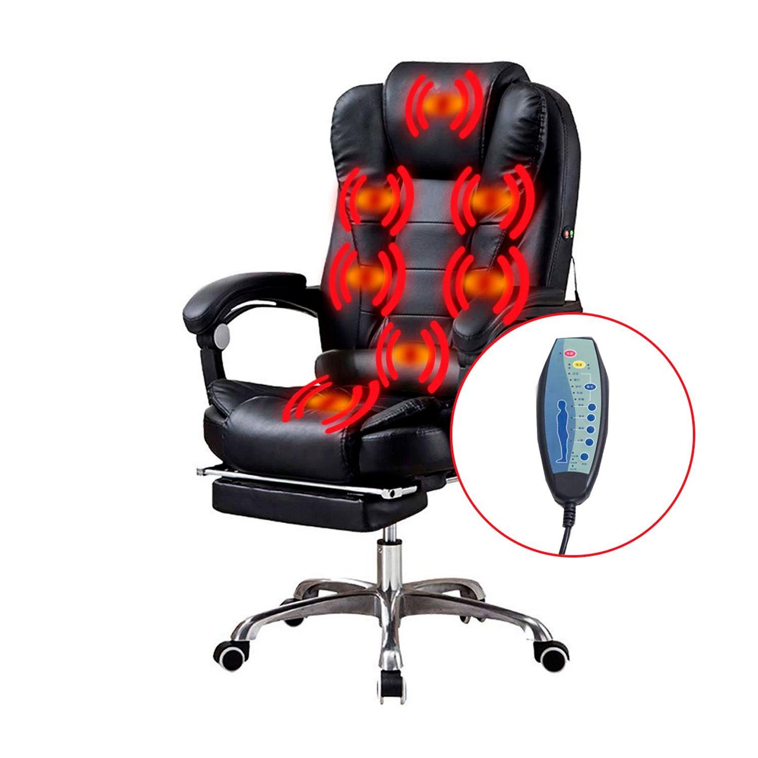 Silla de Escritorio Miles | Apoya Pies Ecocuero 7 Masajes Negra-2