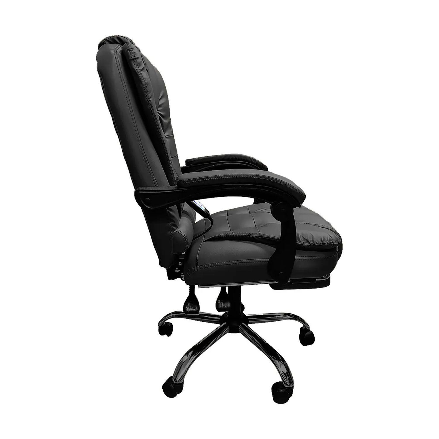 Silla de Escritorio Miles | Apoya Pies Ecocuero 7 Masajes Negra-4