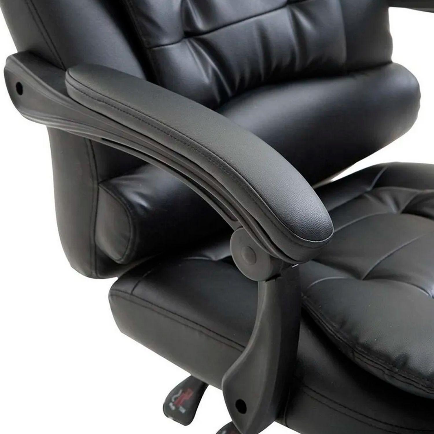 Silla de Escritorio Miles | Apoya Pies Ecocuero 7 Masajes Negra-5