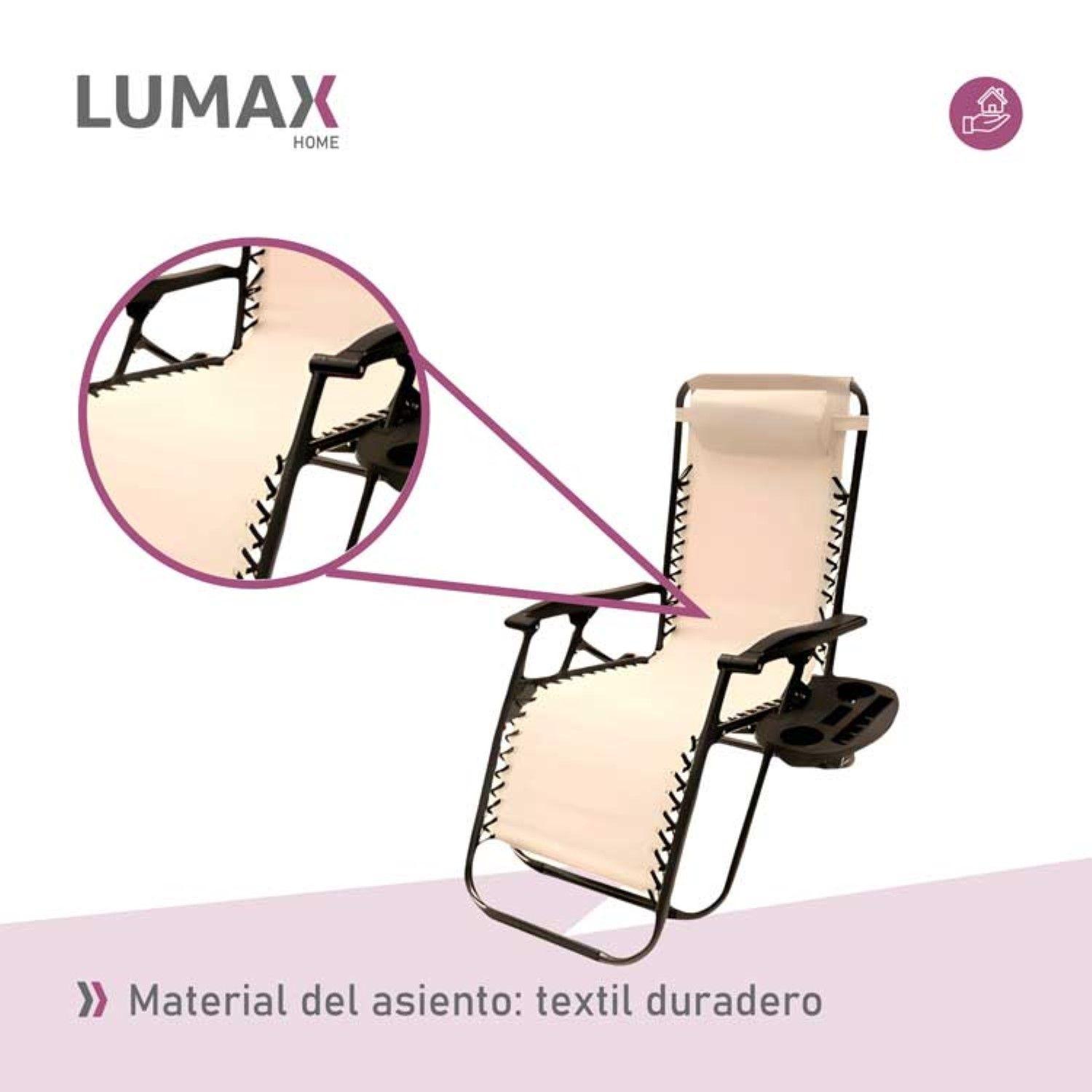 Silla Reposera Plegable Portatil Con Porta Bebidas Blanco-4