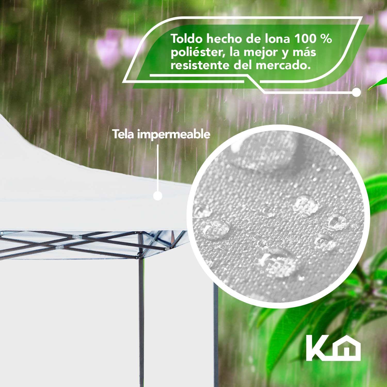 Gazebo Plegable Acero Pared Impermeable 3x3 con laterales-2