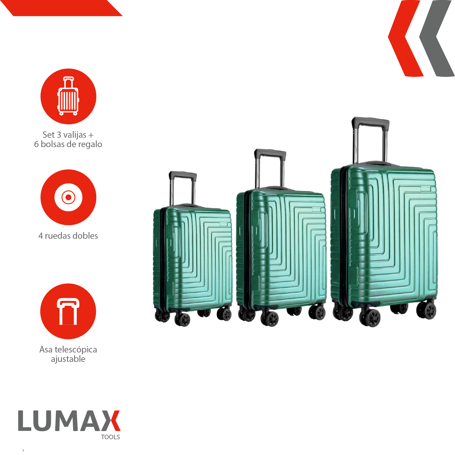 Maletas De Viaje Set De 3 Color Verde Con Organizadores-3