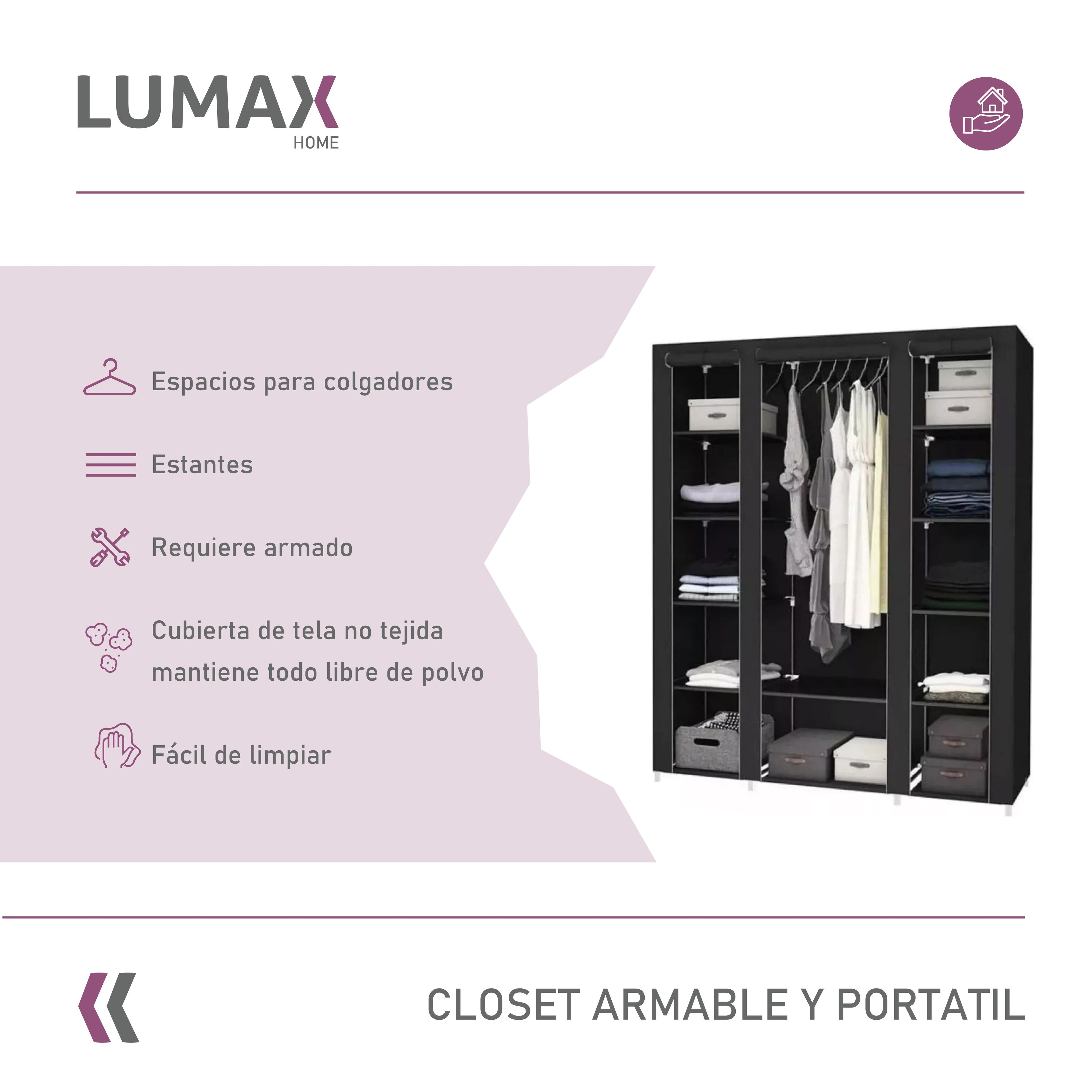 Closet Armable y Portatil de Tela 150x45x175 cm Color Negro-1