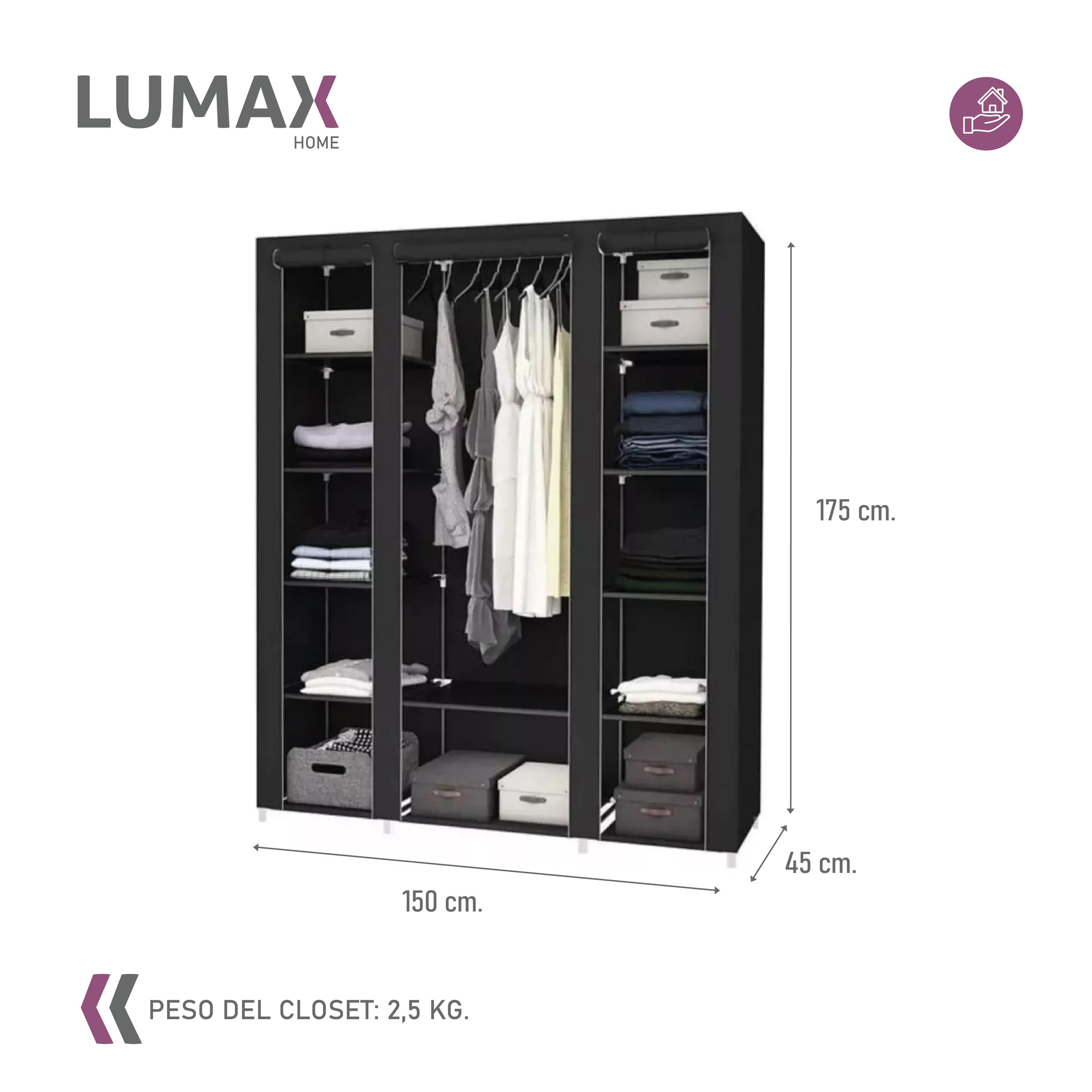 Closet Armable y Portatil de Tela 150x45x175 cm Color Negro-2