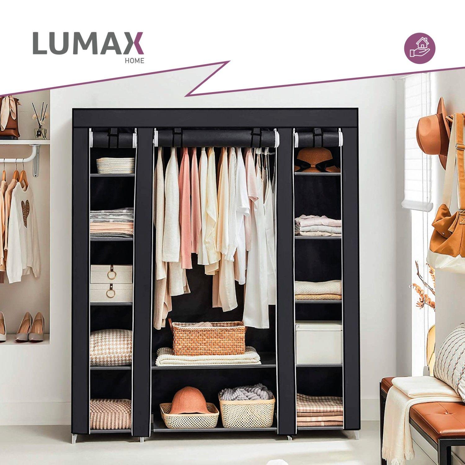 Closet Armable y Portatil de Tela 150x45x175 cm Color Negro-3