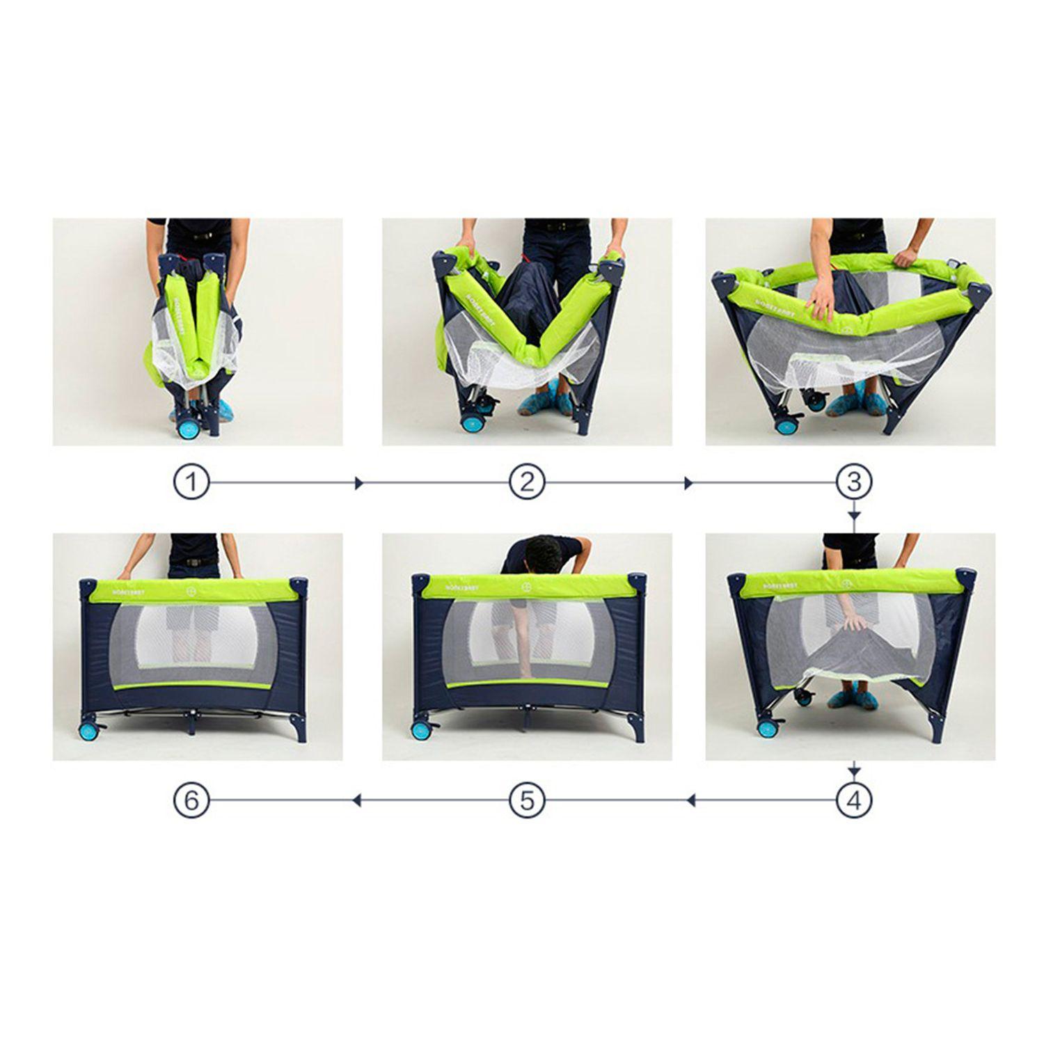 Cuna Corral Practicuna Plegable Verde o Azul MeTinca-3