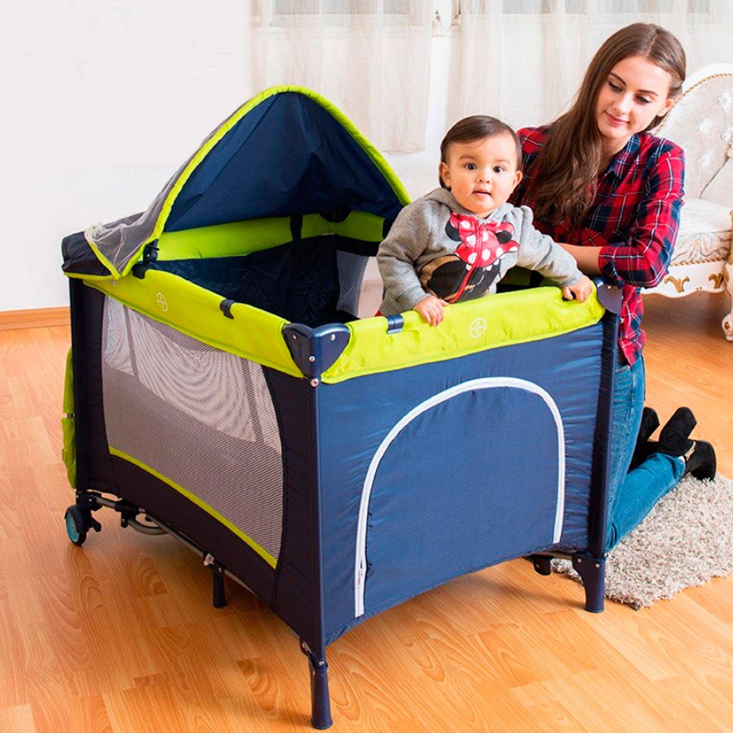 Cuna Corral Practicuna Plegable Verde o Azul MeTinca-4