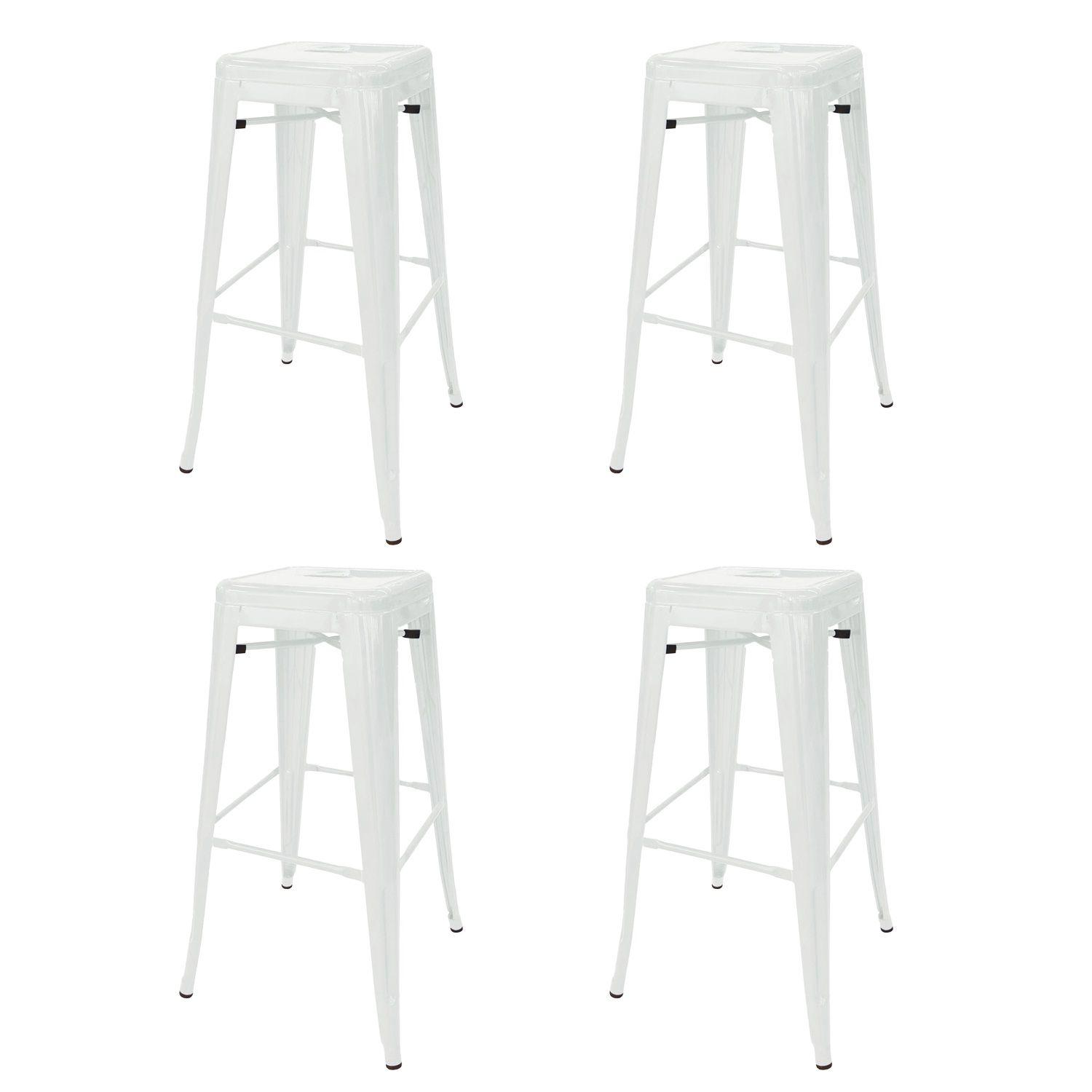 Pack 4 Taburetes Tolix Altos Piso de Bar Blanco-0