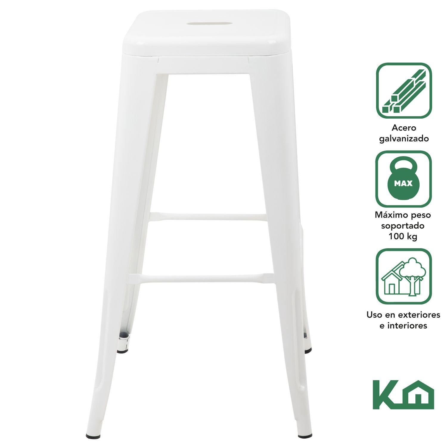 Pack 4 Taburetes Tolix Altos Piso de Bar Blanco-2