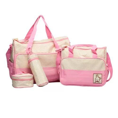 Bolso Maternal 5 Piezas Mudador Bebes Rosado-0