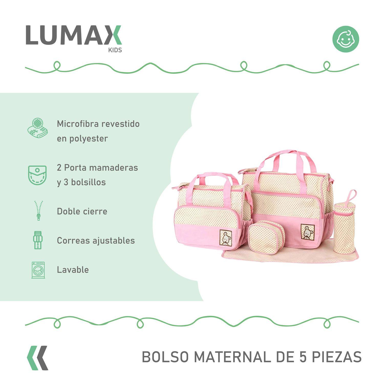 Bolso Maternal 5 Piezas Mudador Bebes Rosado-1