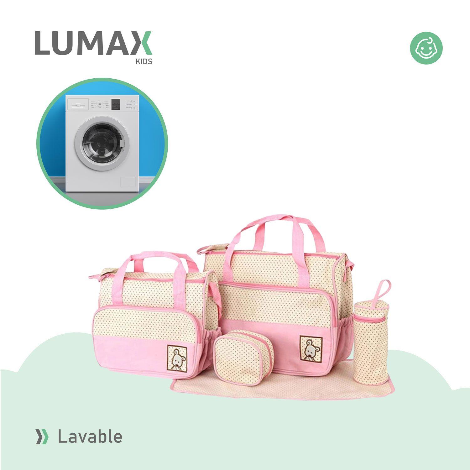 Bolso Maternal 5 Piezas Mudador Bebes Rosado-6