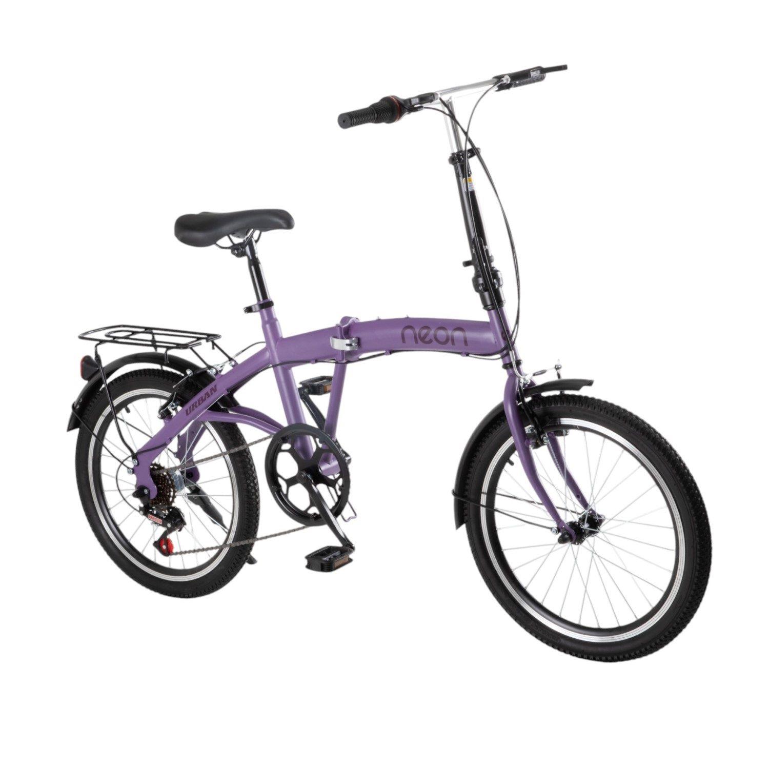 Bicicleta Plegable Neon Urban Aro 20 Velocidades 7 Morado-0