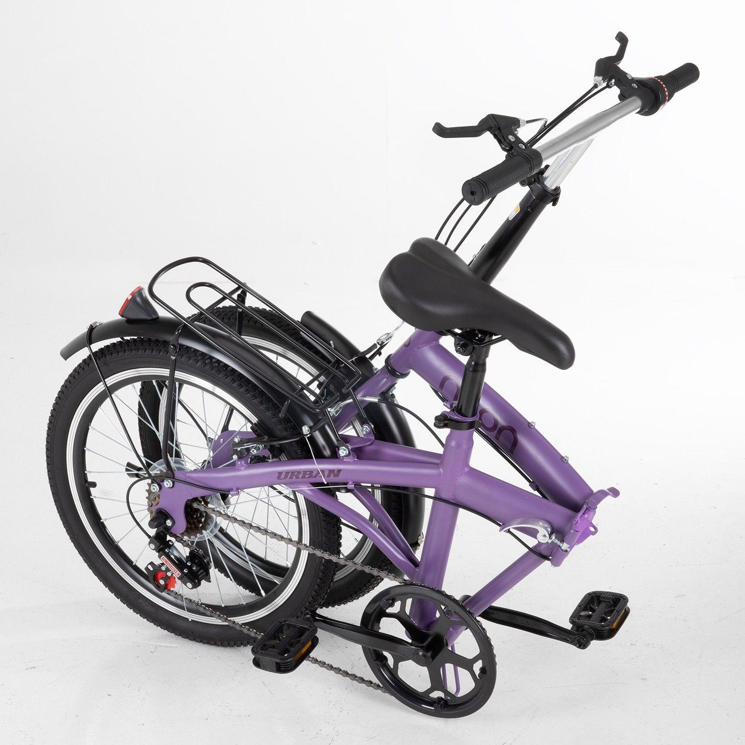 Bicicleta Plegable Neon Urban Aro 20 Velocidades 7 Morado-2