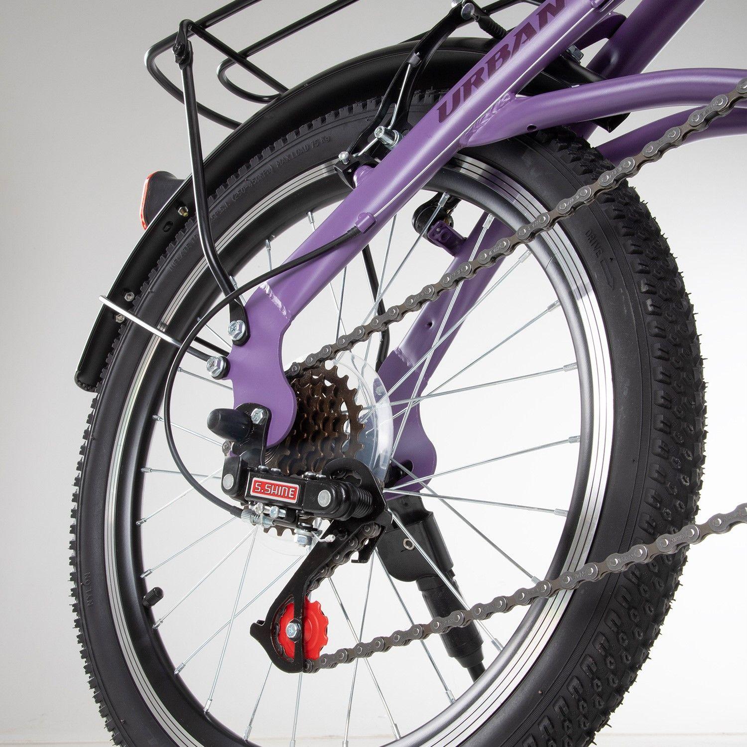 Bicicleta Plegable Neon Urban Aro 20 Velocidades 7 Morado-4