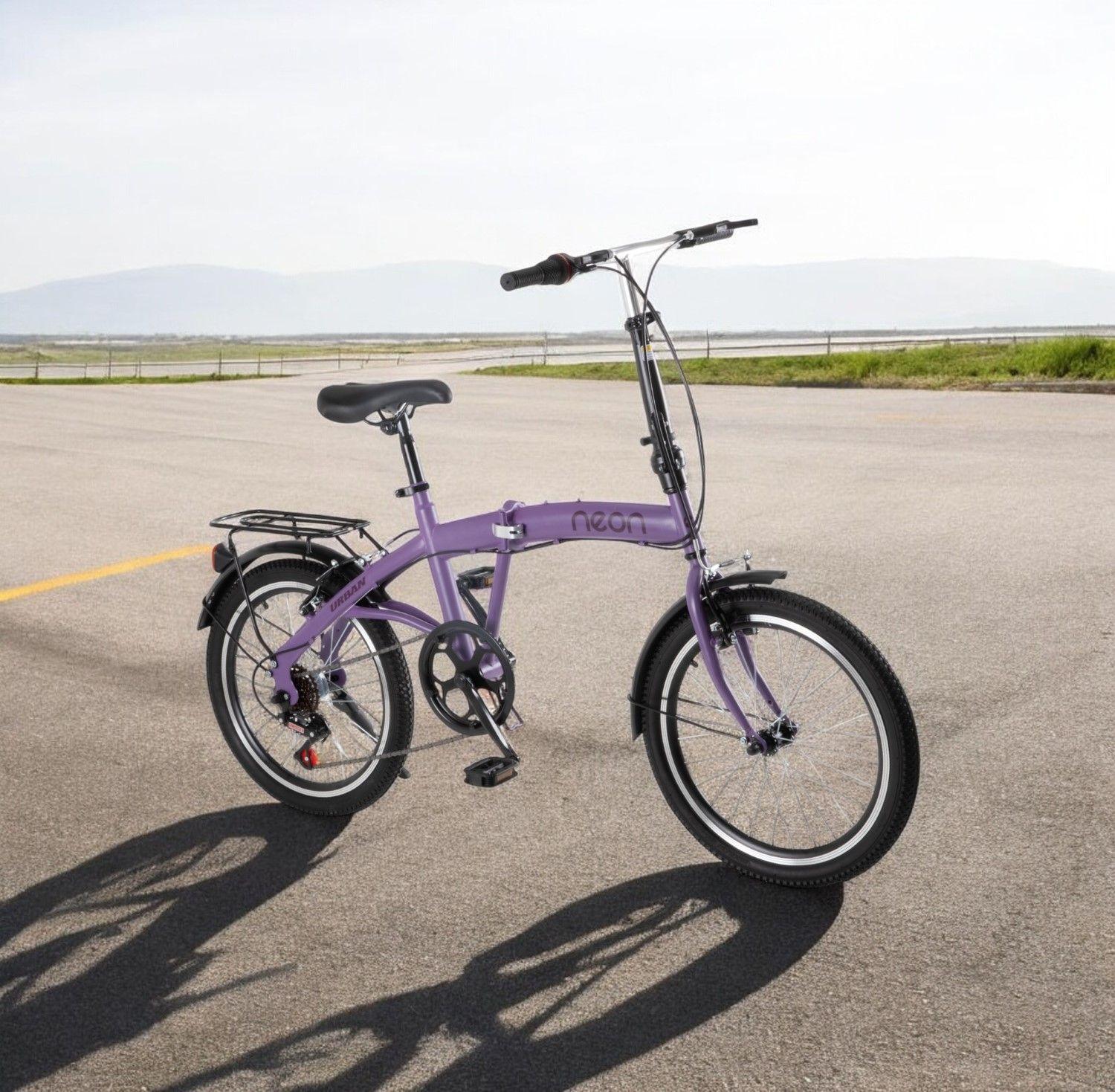 Bicicleta Plegable Neon Urban Aro 20 Velocidades 7 Morado-5