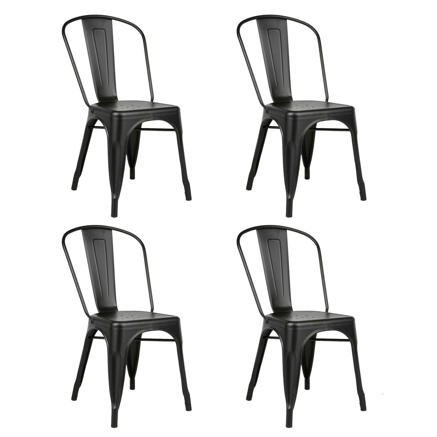 Set 4 Sillas Tolix Negras Hogar Pub Negocio Muebles Metinca-0