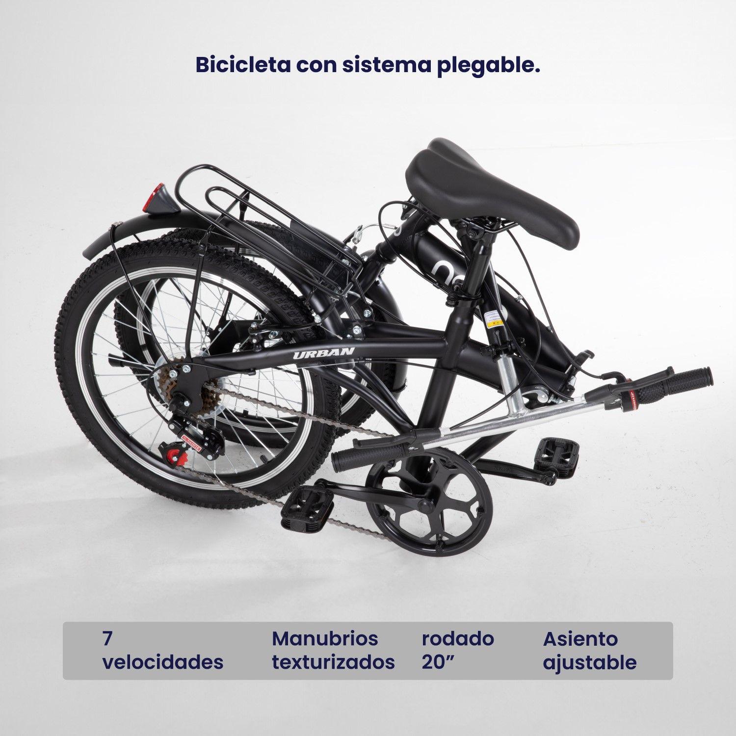 Bicicleta Plegable Neon Urban Aro 20 Velocidades 7  Negra-2
