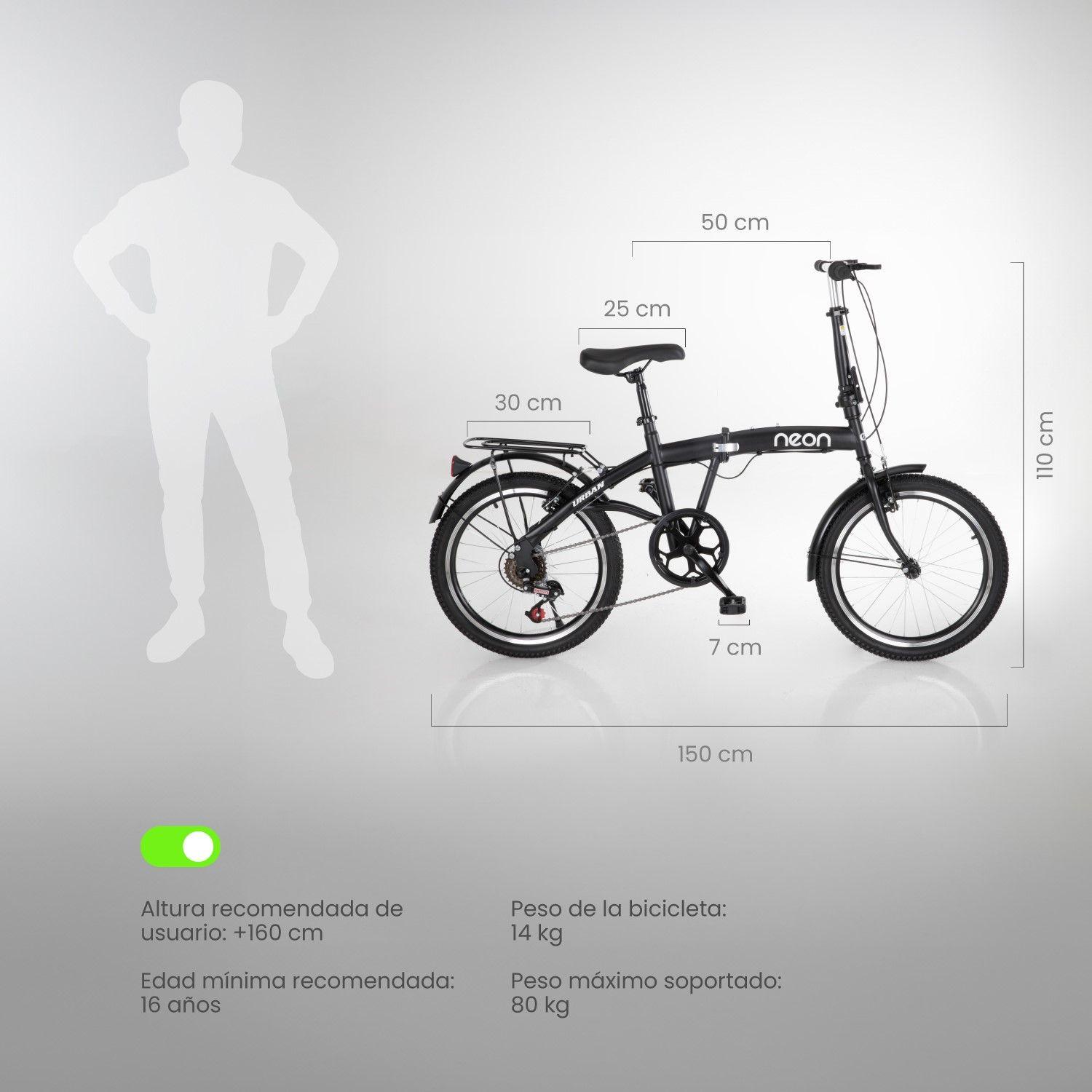 Bicicleta Plegable Neon Urban Aro 20 Velocidades 7  Negra-5