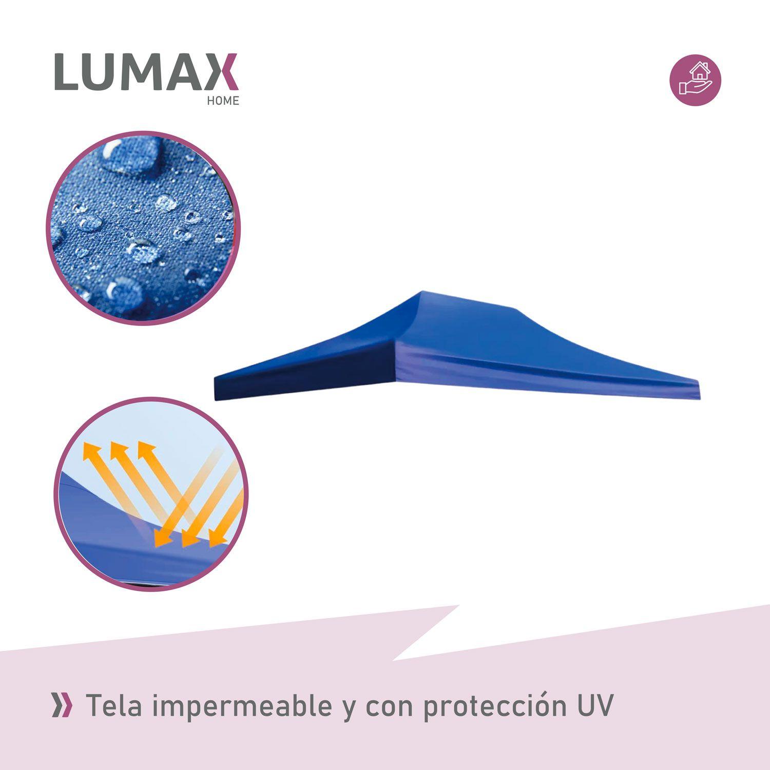 Lona Repuesto Toldo Gazebo Azul Proteccion UV 3x3-5