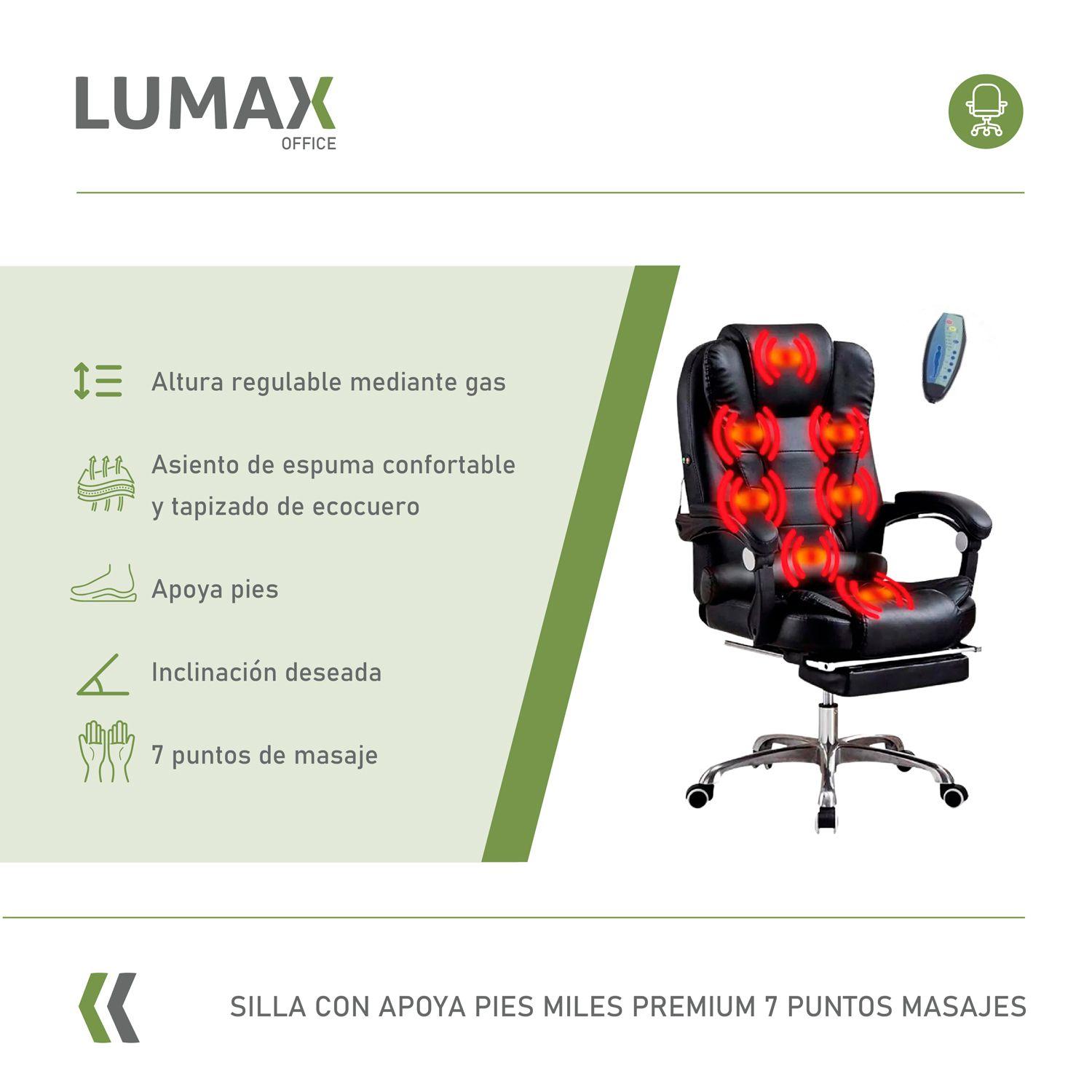 Silla de Escritorio Miles | Apoya Pies Ecocuero 7 Masajes-8