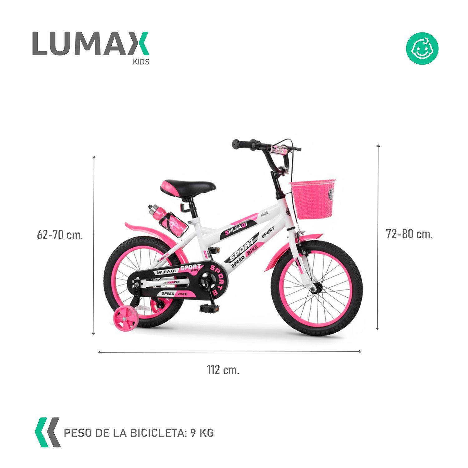 Bicicleta Infantil Lumax Aro 16 Rosado Con Rueditas-2
